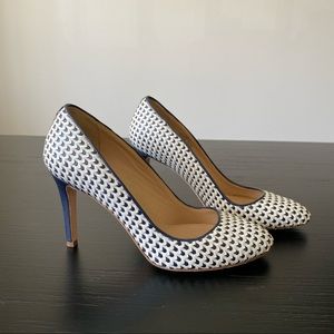 J. Crew Navy Blue and White Pumps